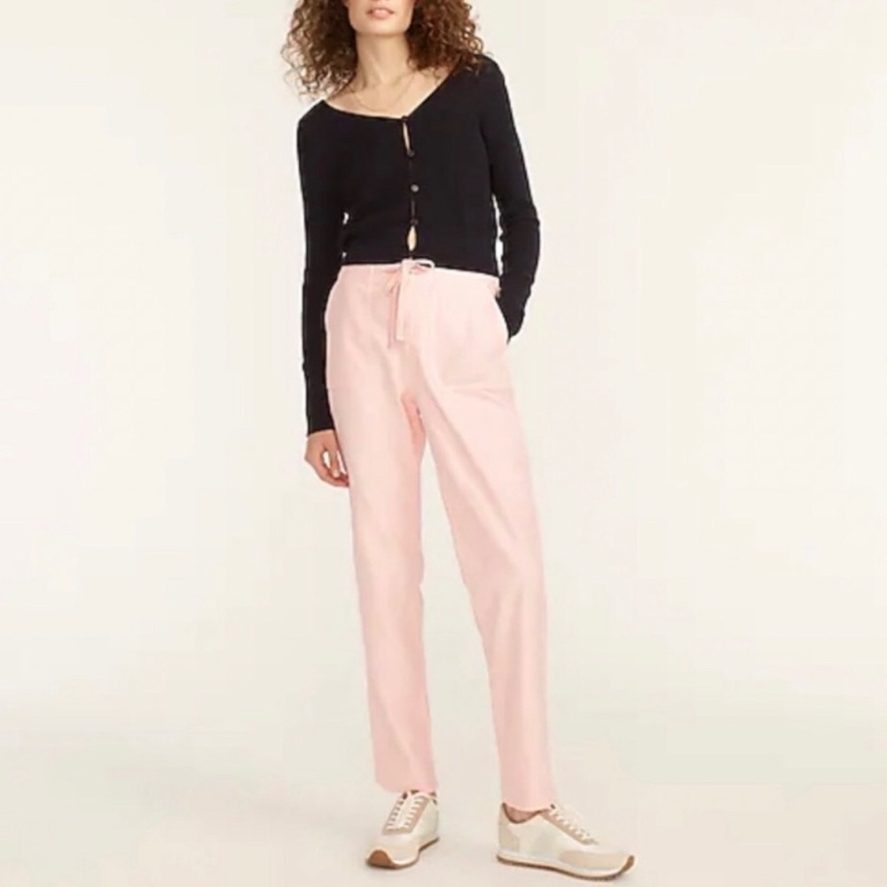 J Crew Pants Womens M Pink Tie Waist Camp High Rise